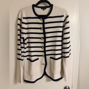 Rag & Bone Cardigan Sweater, Cream/Navy, Size L